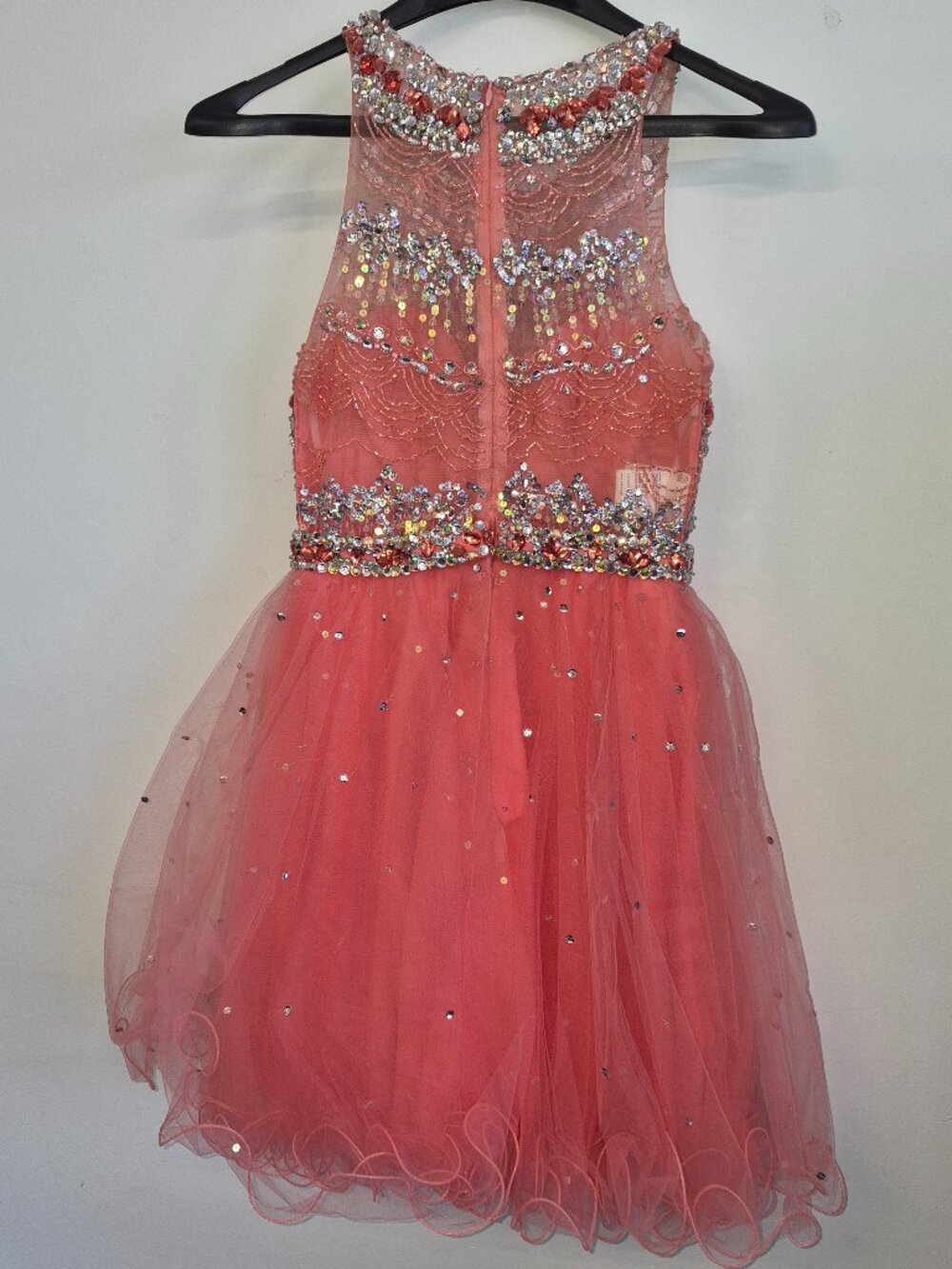Mori Lee Coral Beaded Prom Dress Size 4 Pageant Homecoming Formal